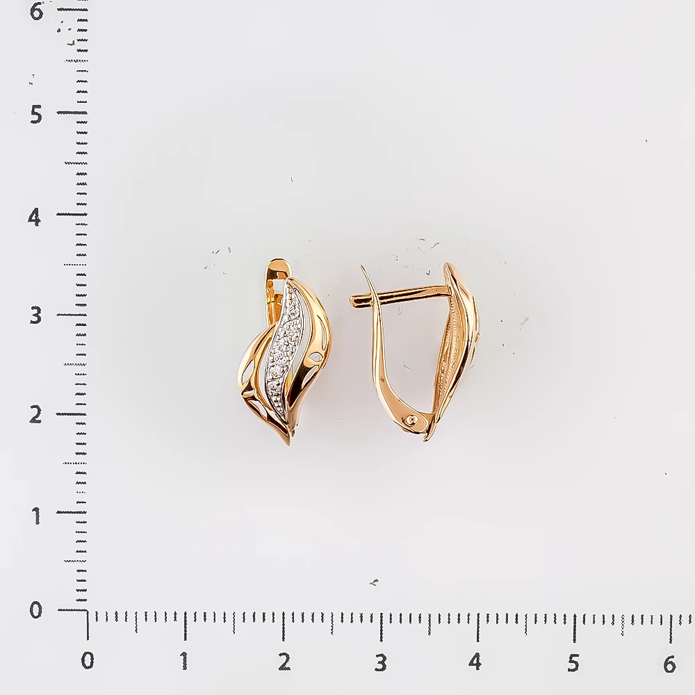 Серьги с фианитом из красного золота 585 пробы