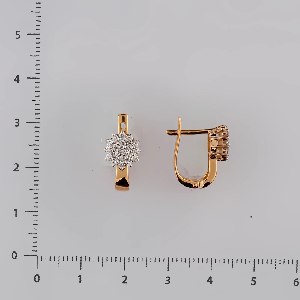 Серьги с бриллиантом из красного золота 585 пробы