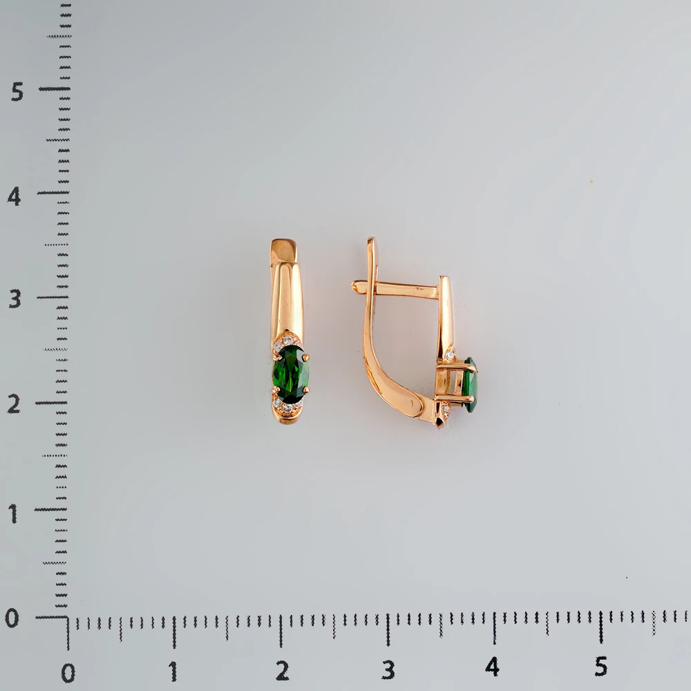 Серьги с фианитом из красного золота 585 пробы