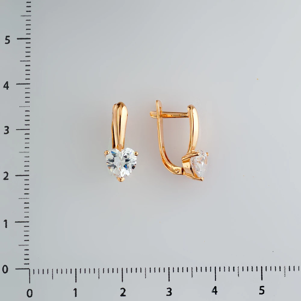 Серьги с фианитом из красного золота 585 пробы