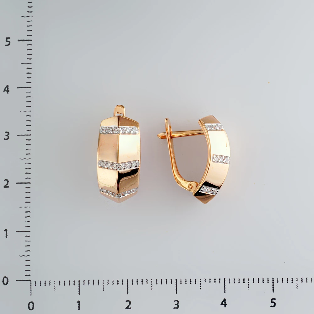 Серьги с фианитом из красного золота 585 пробы