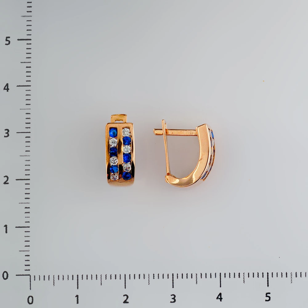 Серьги с фианитом из красного золота 585 пробы