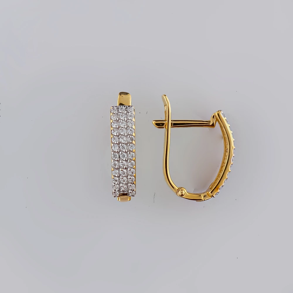 Серьги с фианитом из желтого золота 585 пробы