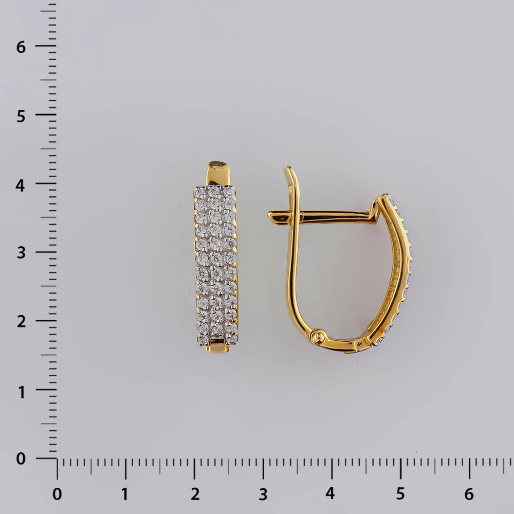 Серьги с фианитом из желтого золота 585 пробы
