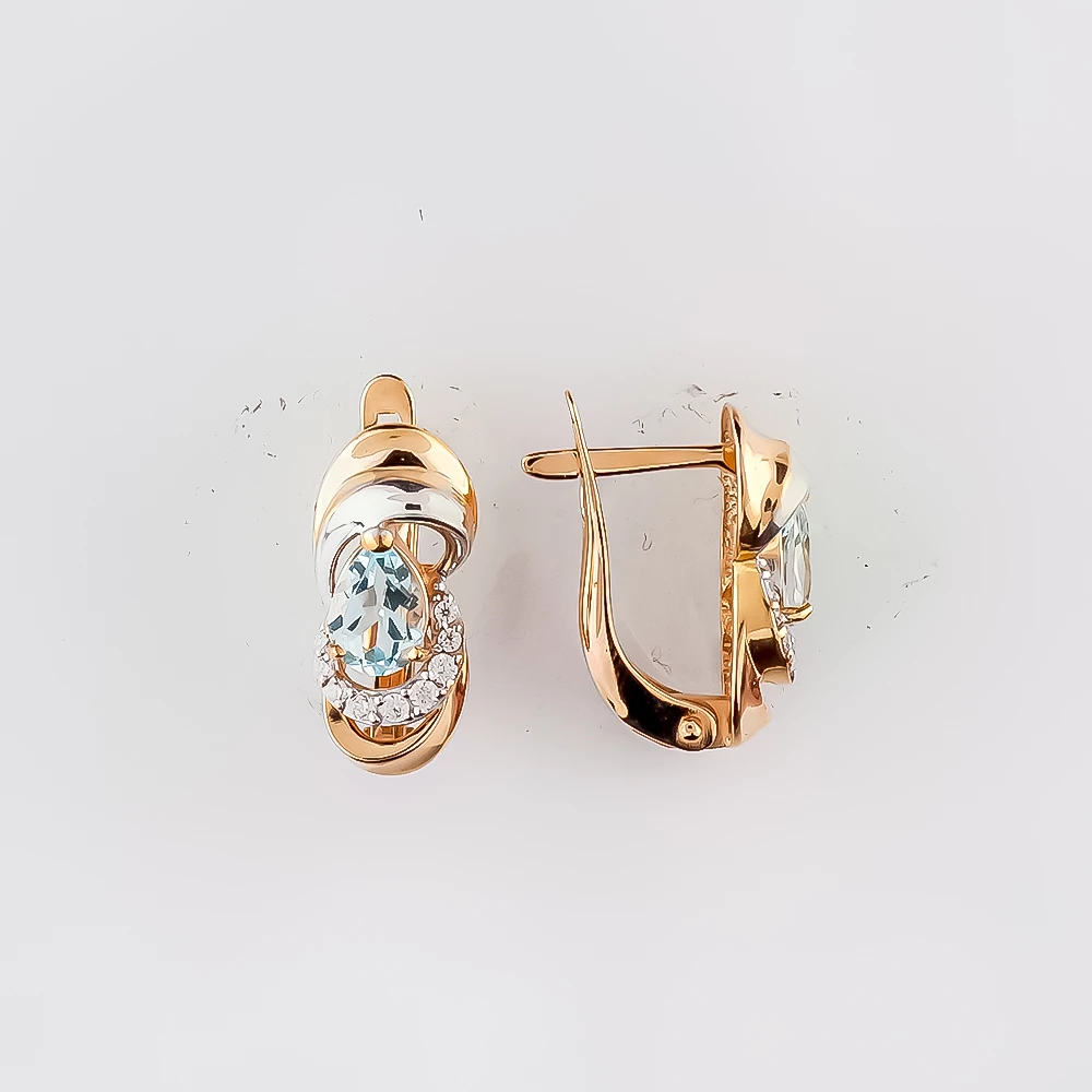 Серьги с топазом из красного золота 585 пробы