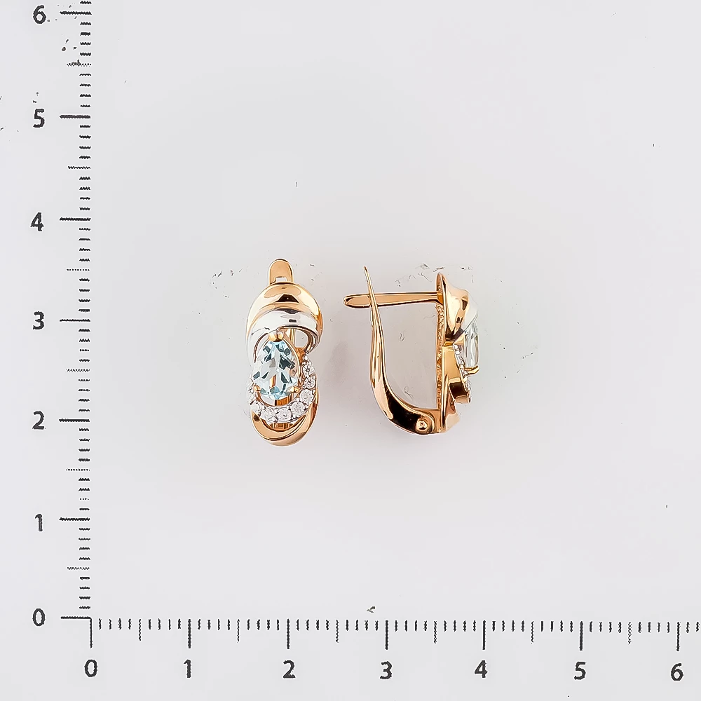 Серьги с топазом из красного золота 585 пробы