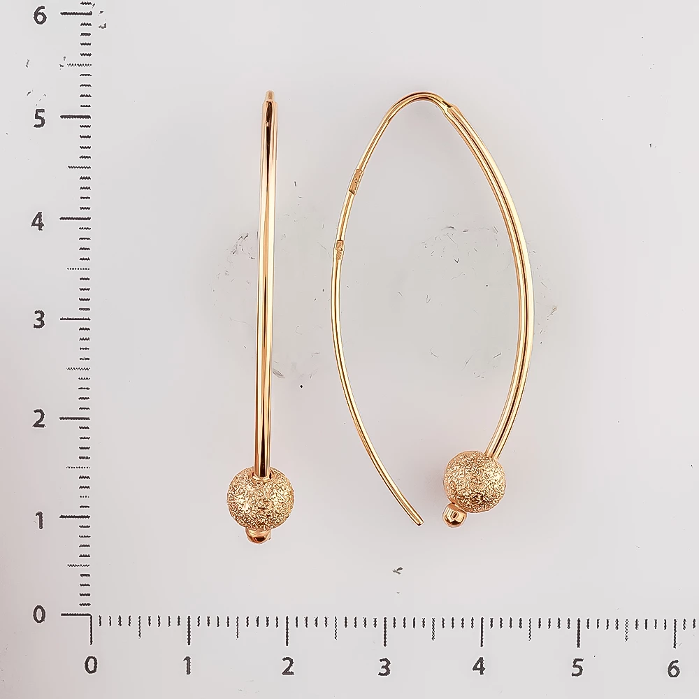 Серьги-продевки из красного золота 585 пробы