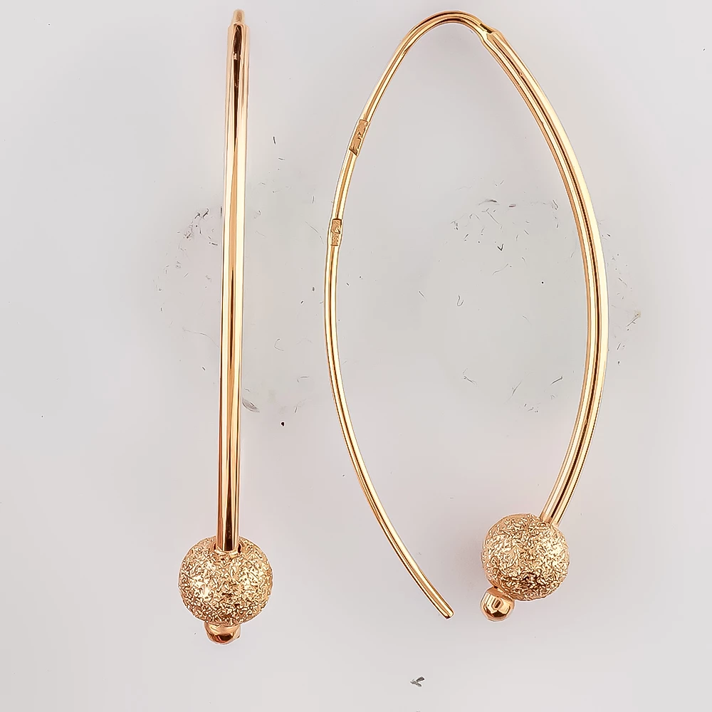 Серьги-продевки из красного золота 585 пробы