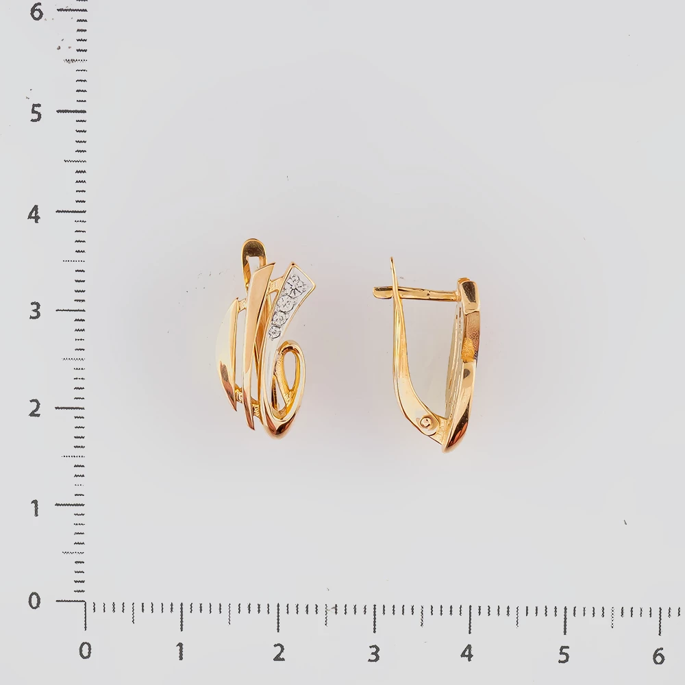 Серьги с фианитом из красного золота 585 пробы