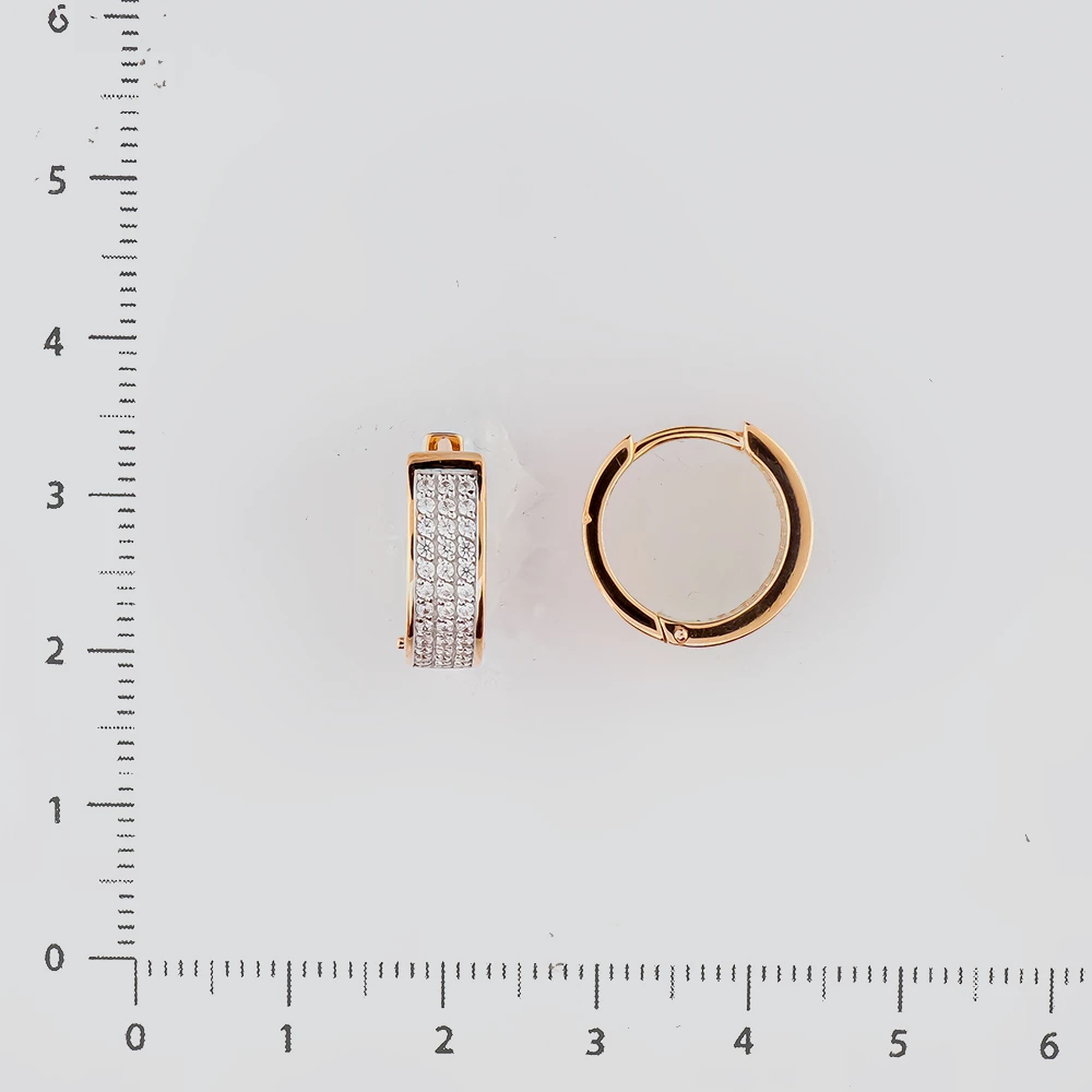 Серьги конго с фианитом из красного золота 585 пробы