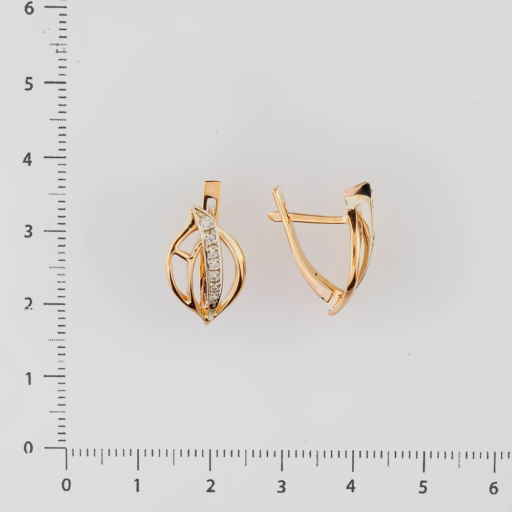 Серьги с фианитом из красного золота 585 пробы