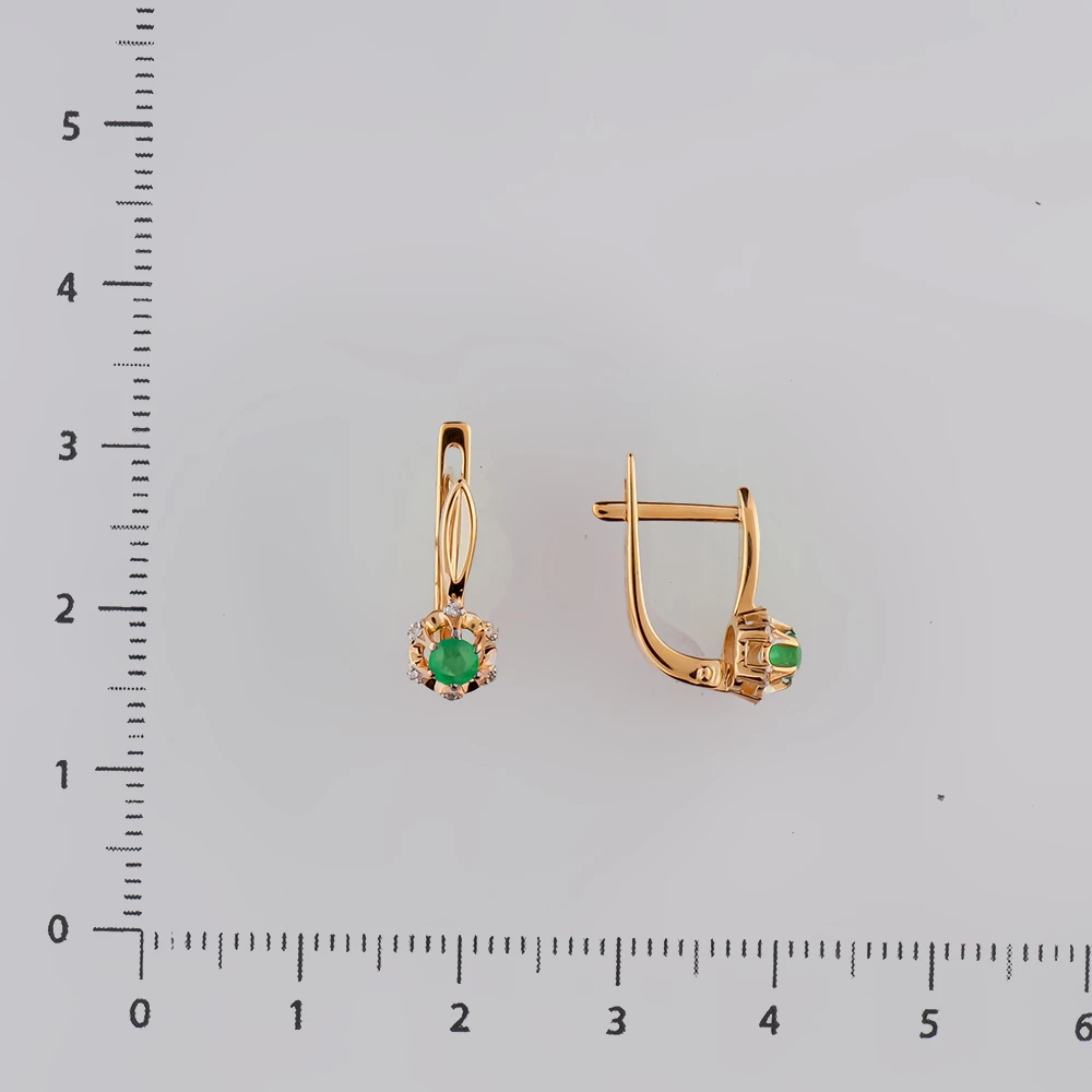 Серьги с изумрудом из красного золота 585 пробы