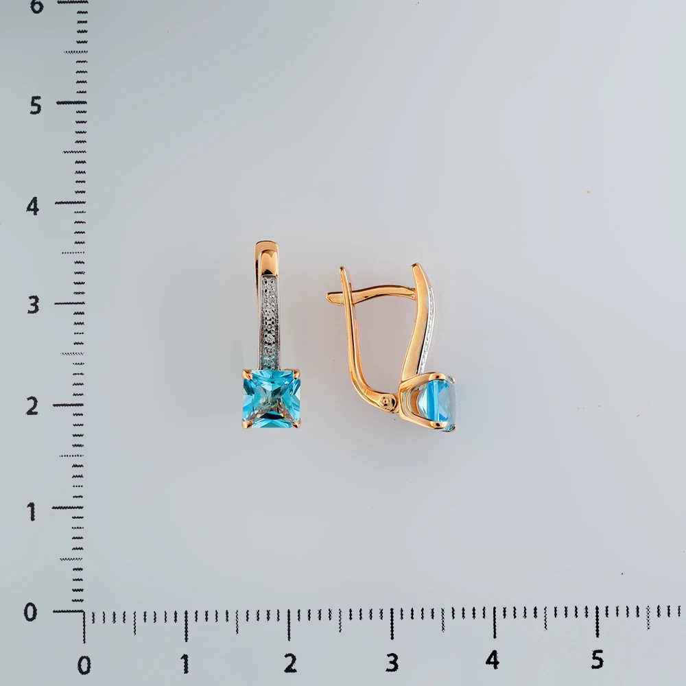 Серьги с топазом из красного золота 585 пробы