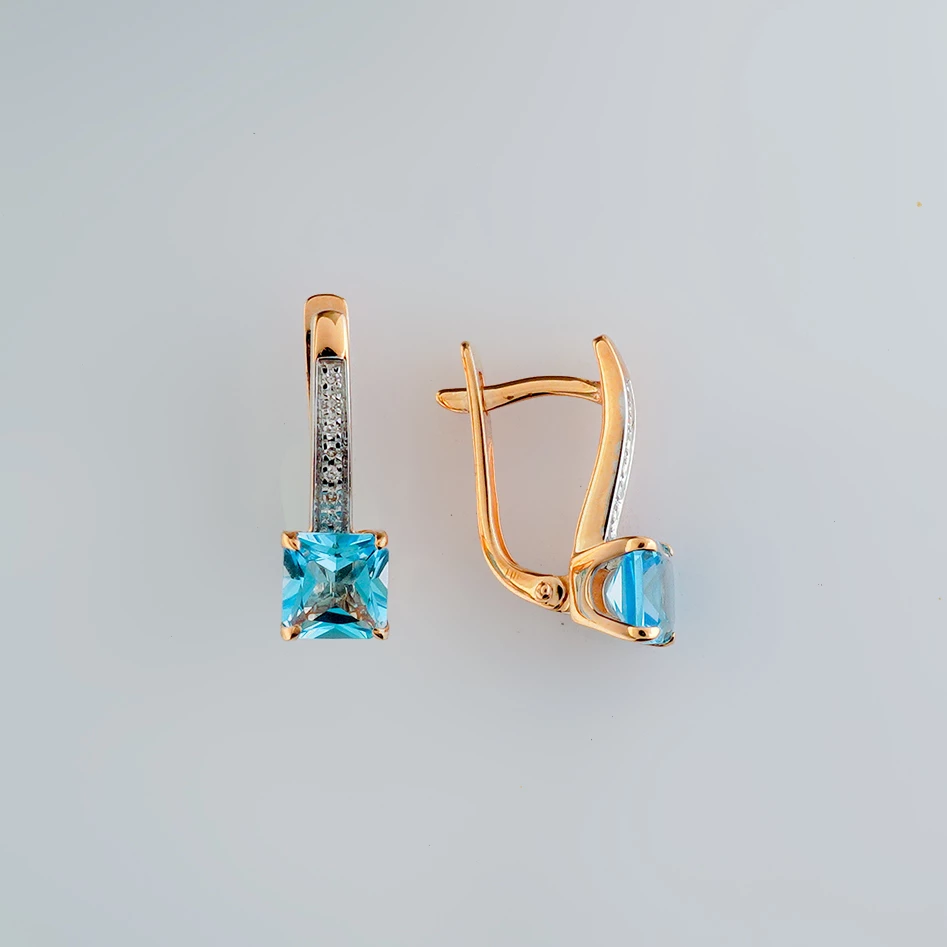 Серьги с топазом из красного золота 585 пробы