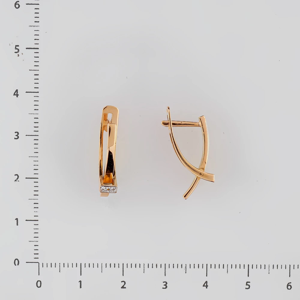 Серьги с фианитом из красного золота 585 пробы