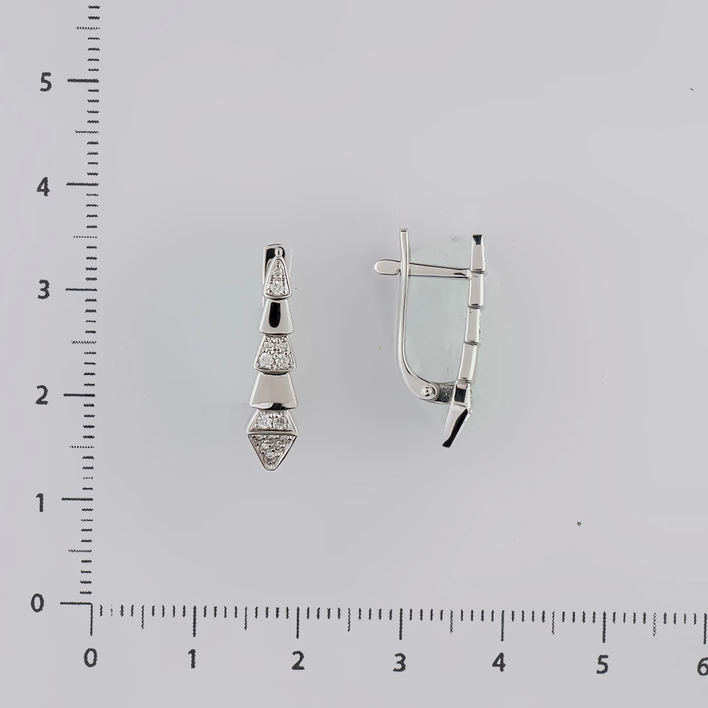 Серьги с бриллиантом из белого золота 585 пробы