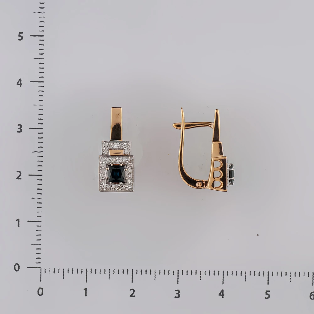 Серьги с сапфиром из красного золота 585 пробы