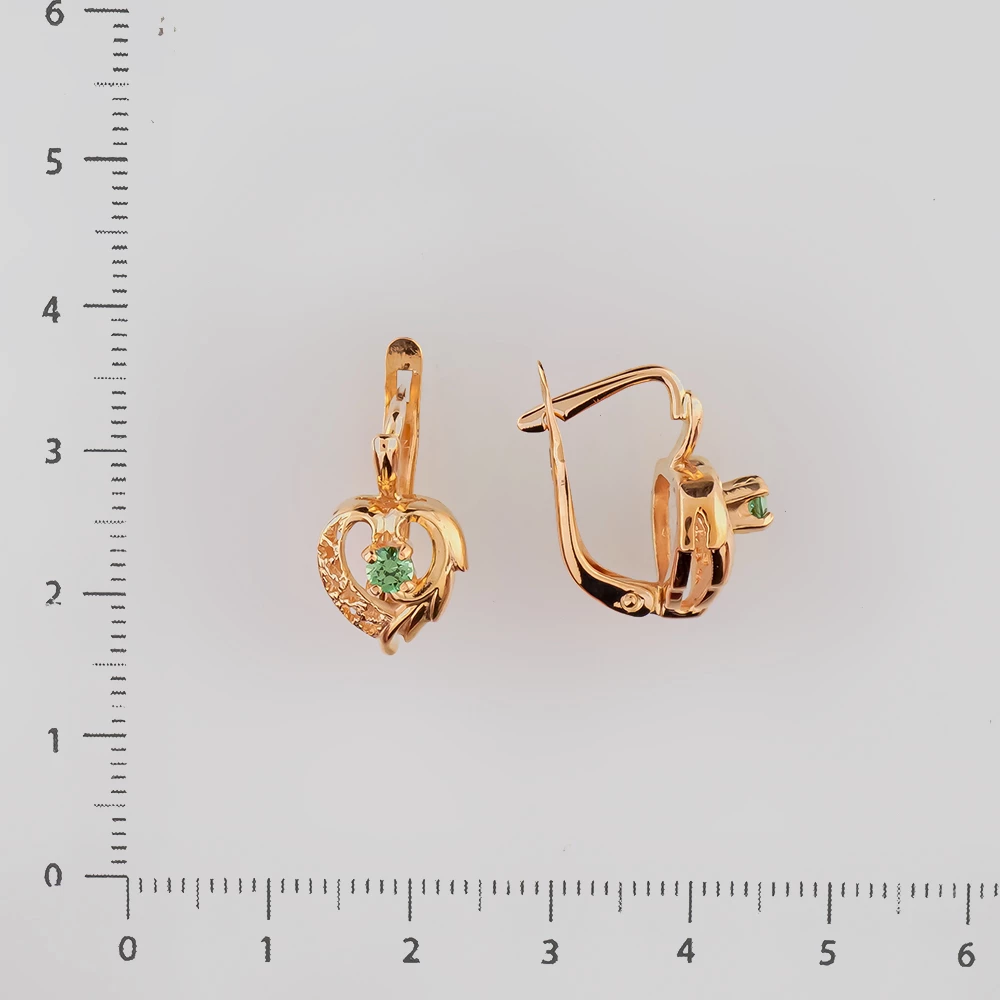 Серьги с фианитом из красного золота 585 пробы