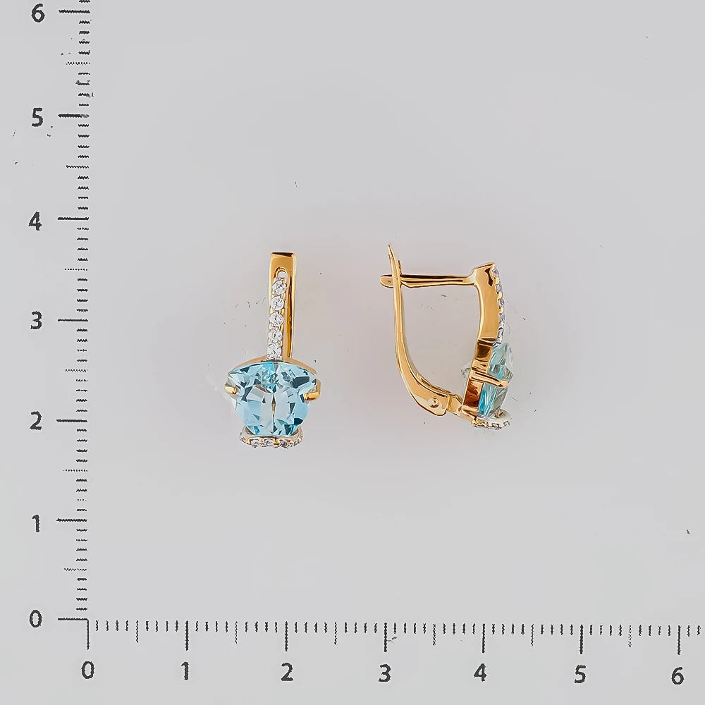 Серьги с топазом из красного золота 585 пробы