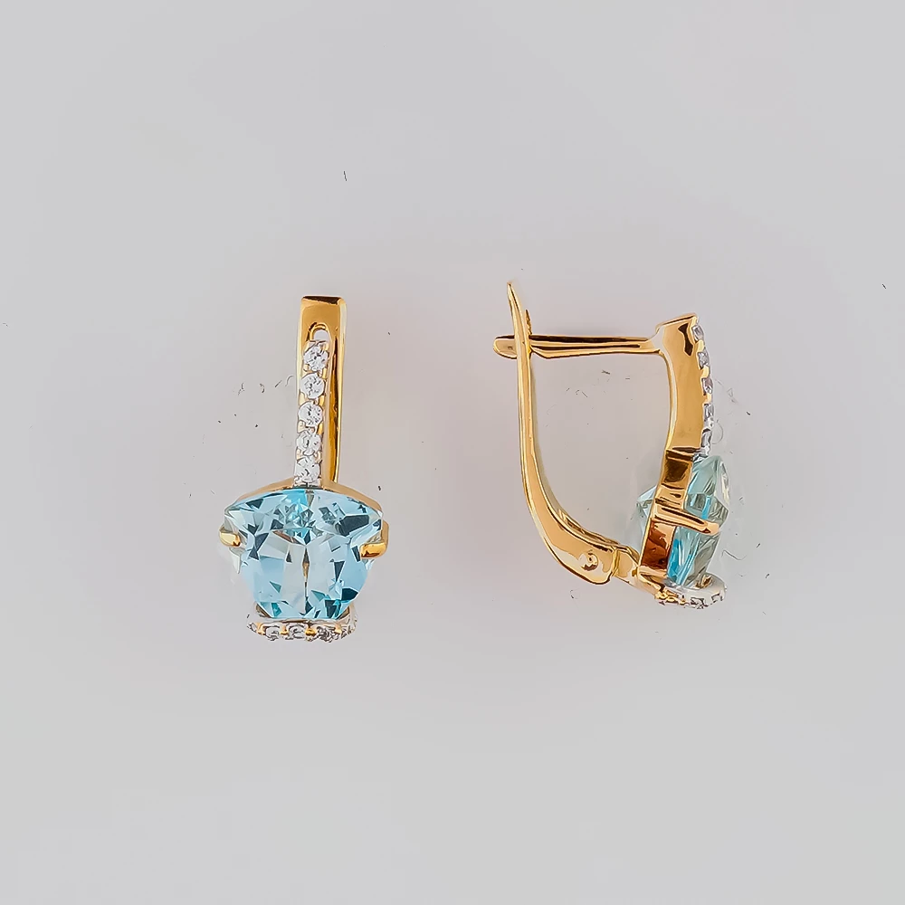 Серьги с топазом из красного золота 585 пробы