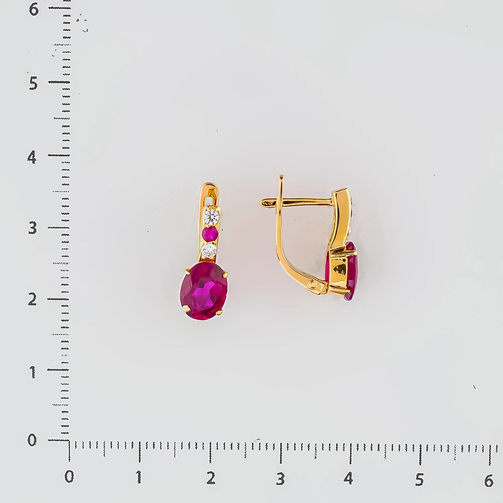 Серьги с гранатом из красного золота 585 пробы