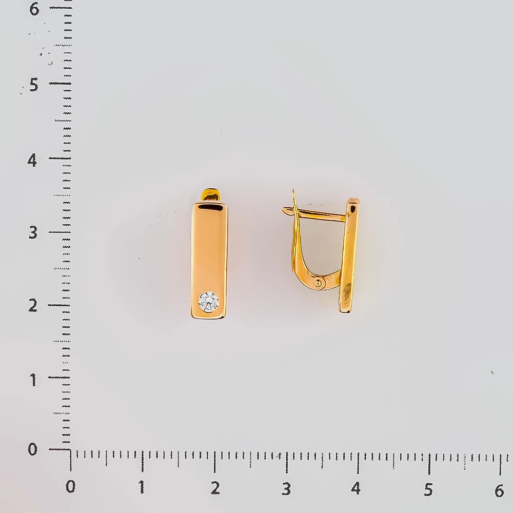 Серьги с фианитом из красного золота 585 пробы