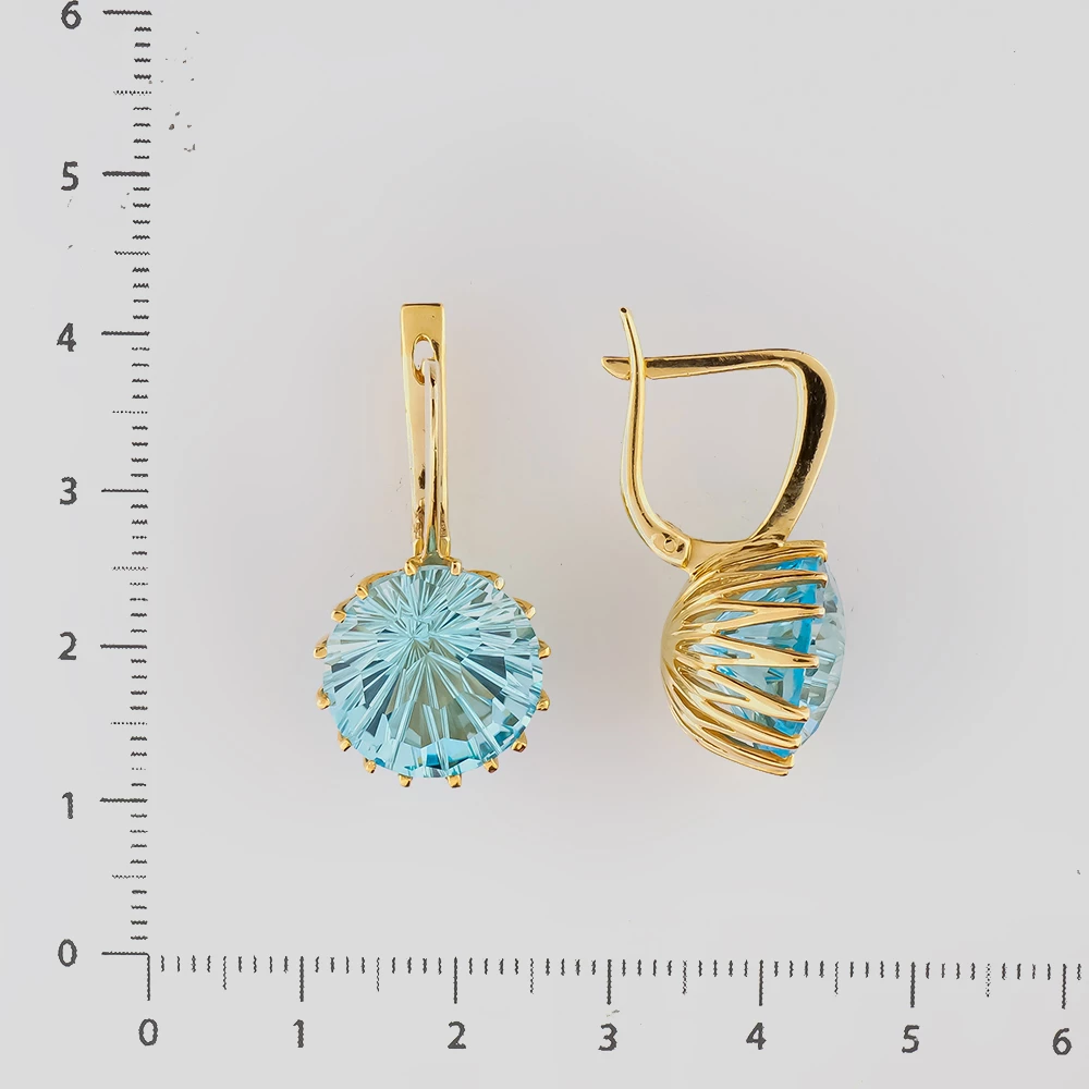 Серьги с топазом из желтого золота 585 пробы