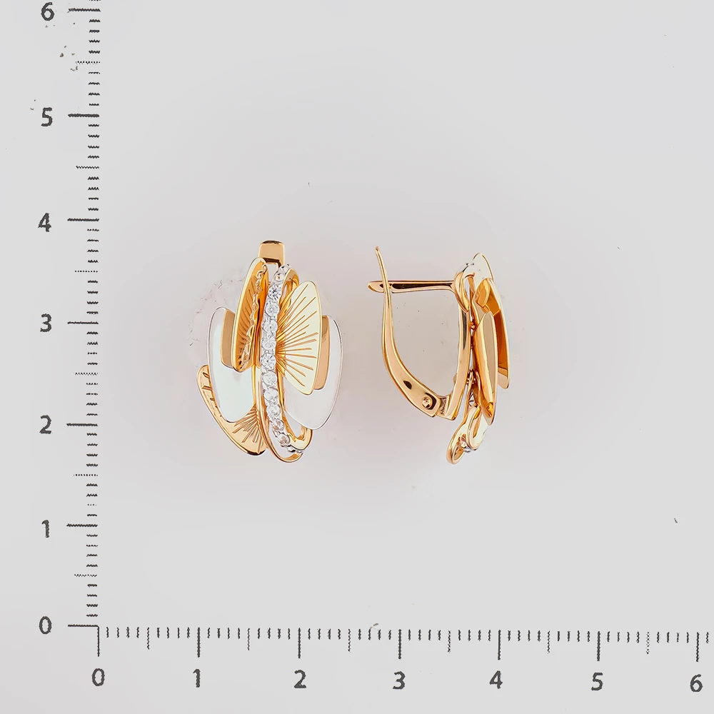 Серьги с фианитом из красного золота 585 пробы