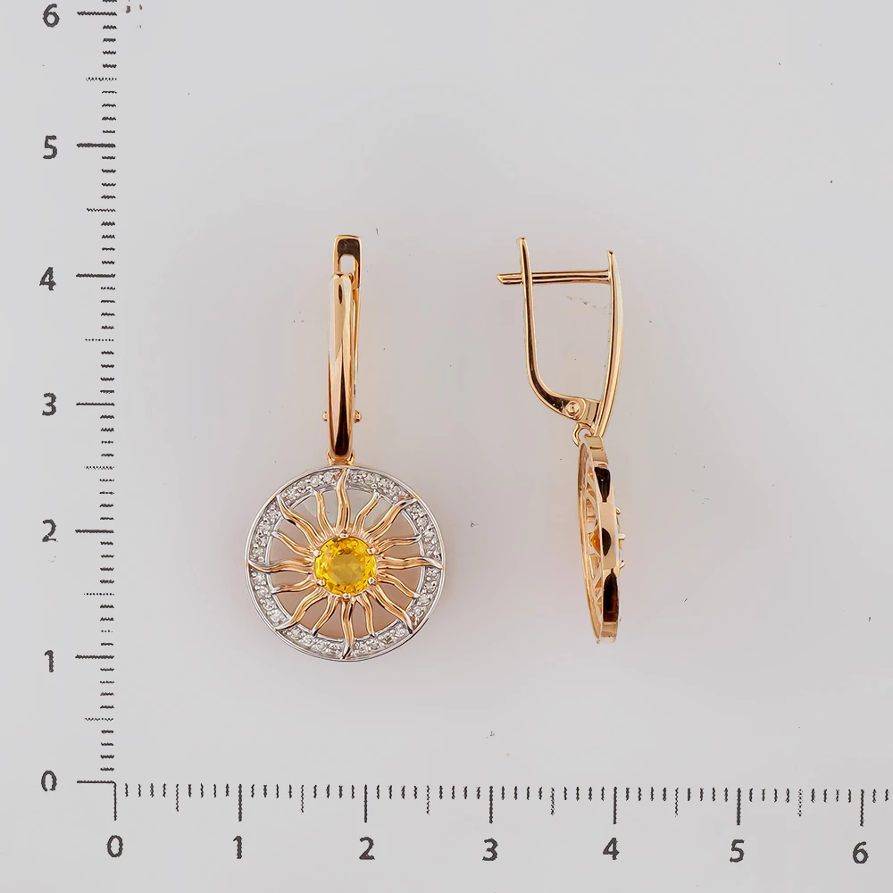 Серьги с бриллиантом из красного золота 585 пробы