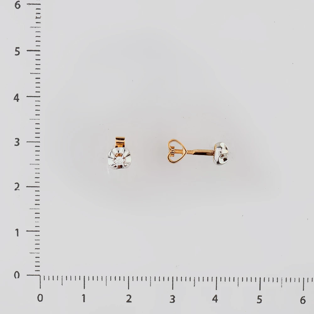 Серьги с бриллиантом из красного золота 585 пробы