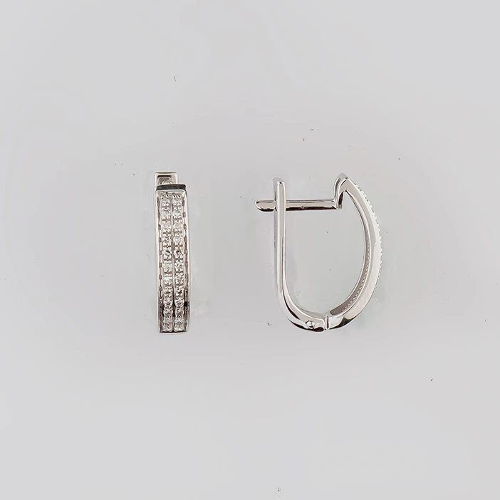 Серьги с бриллиантом из белого золота 585 пробы