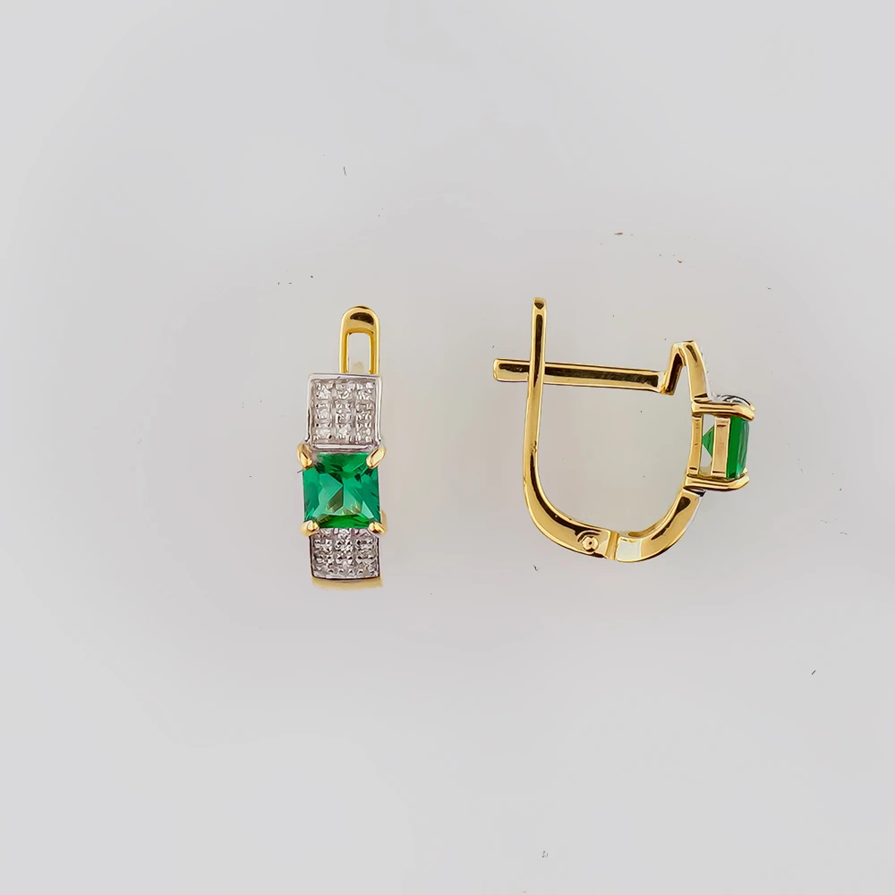 Серьги с бриллиантом из желтого золота 585 пробы