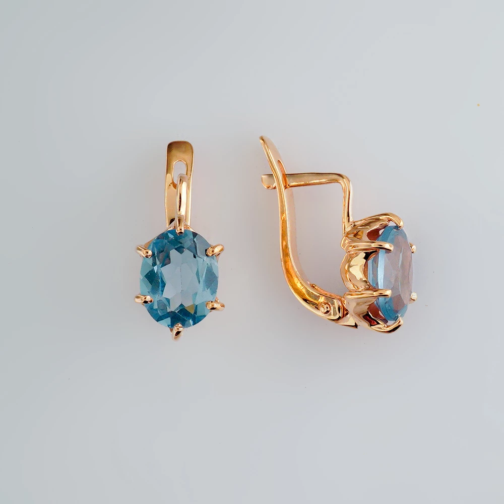 Серьги с топазом из красного золота 585 пробы