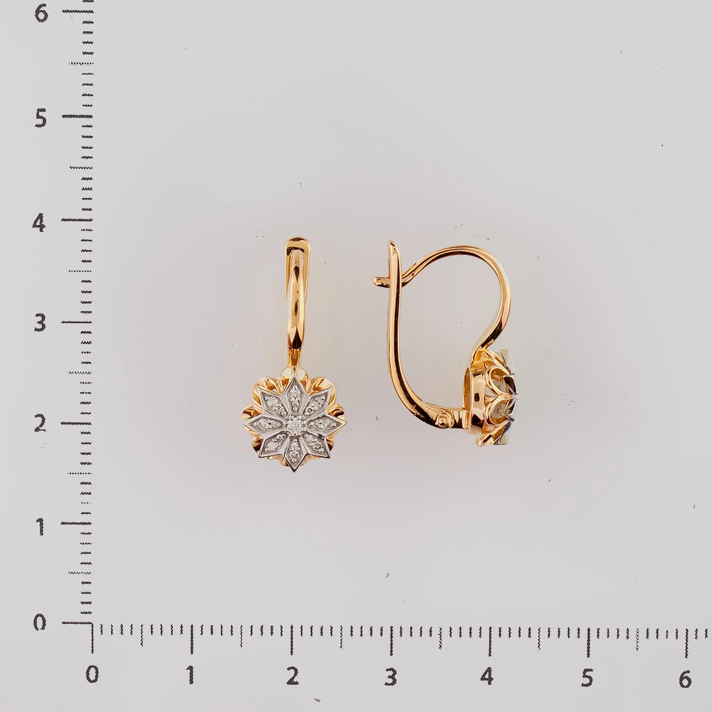 Серьги с бриллиантом из красного золота 585 пробы