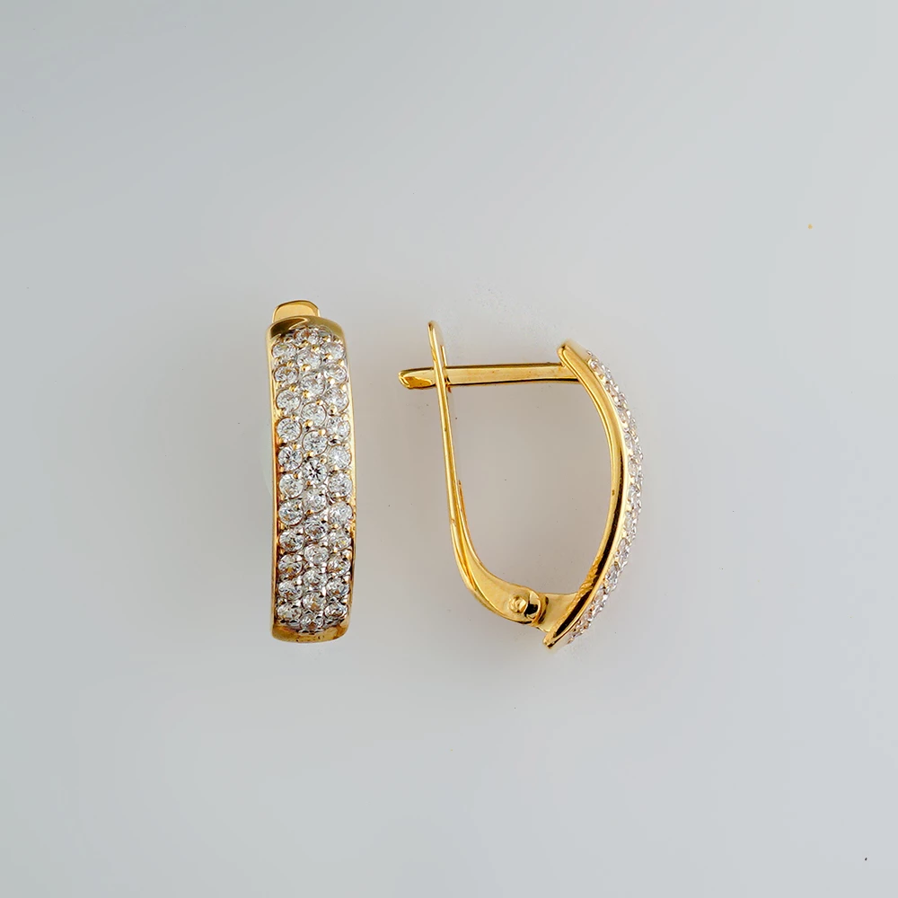 Серьги с фианитом из желтого золота 585 пробы