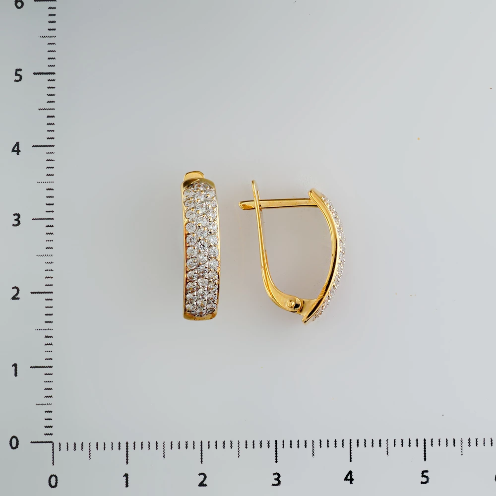 Серьги с фианитом из желтого золота 585 пробы