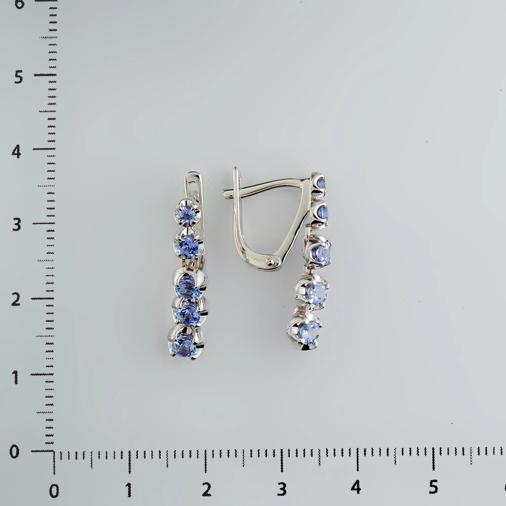 Серьги с танзанитом из красного золота 585 пробы