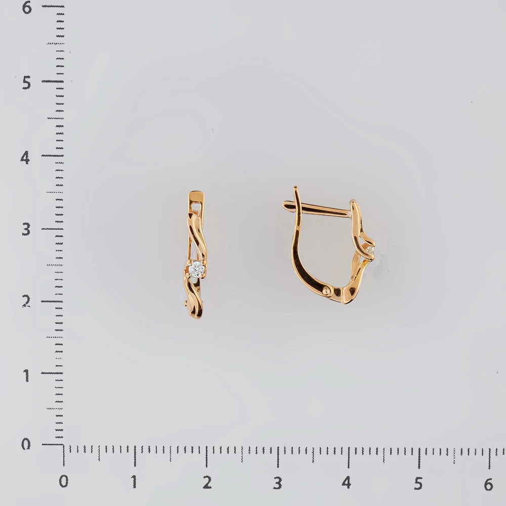 Серьги с бриллиантом из красного золота 585 пробы