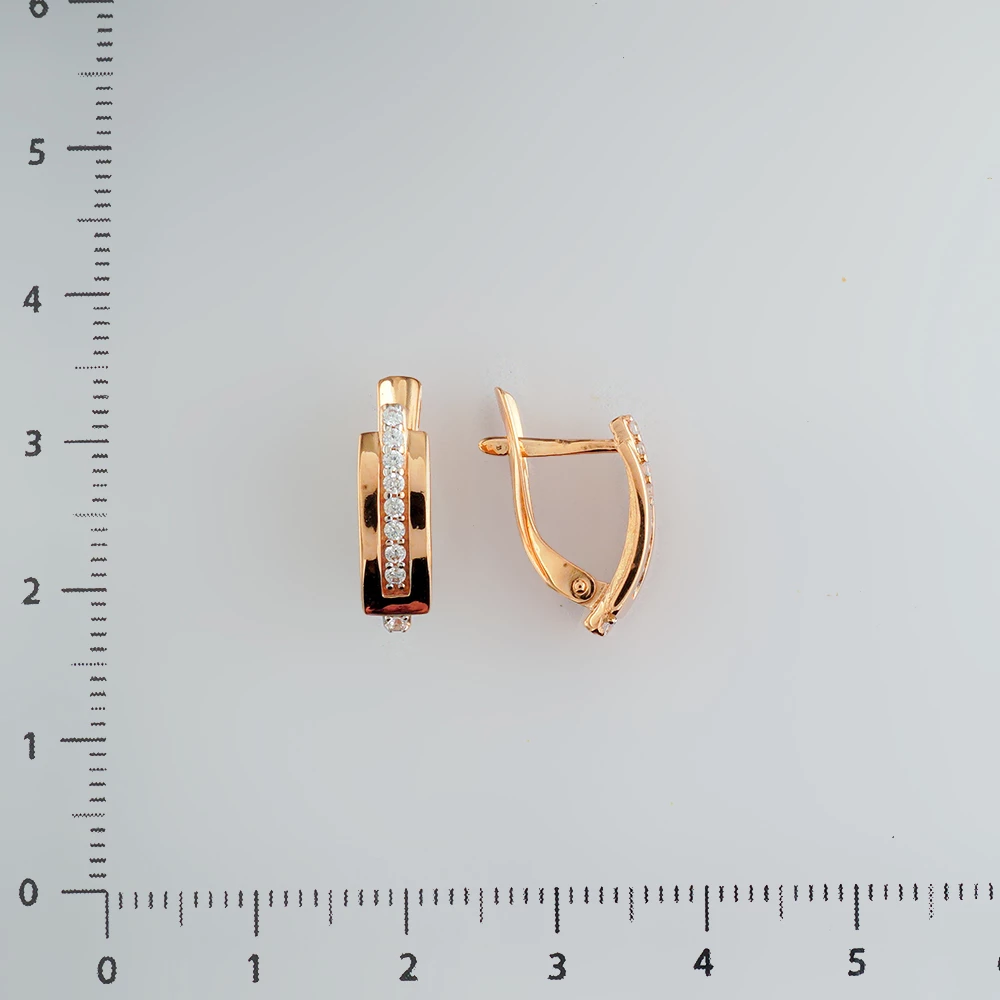 Серьги с фианитом из красного золота 585 пробы