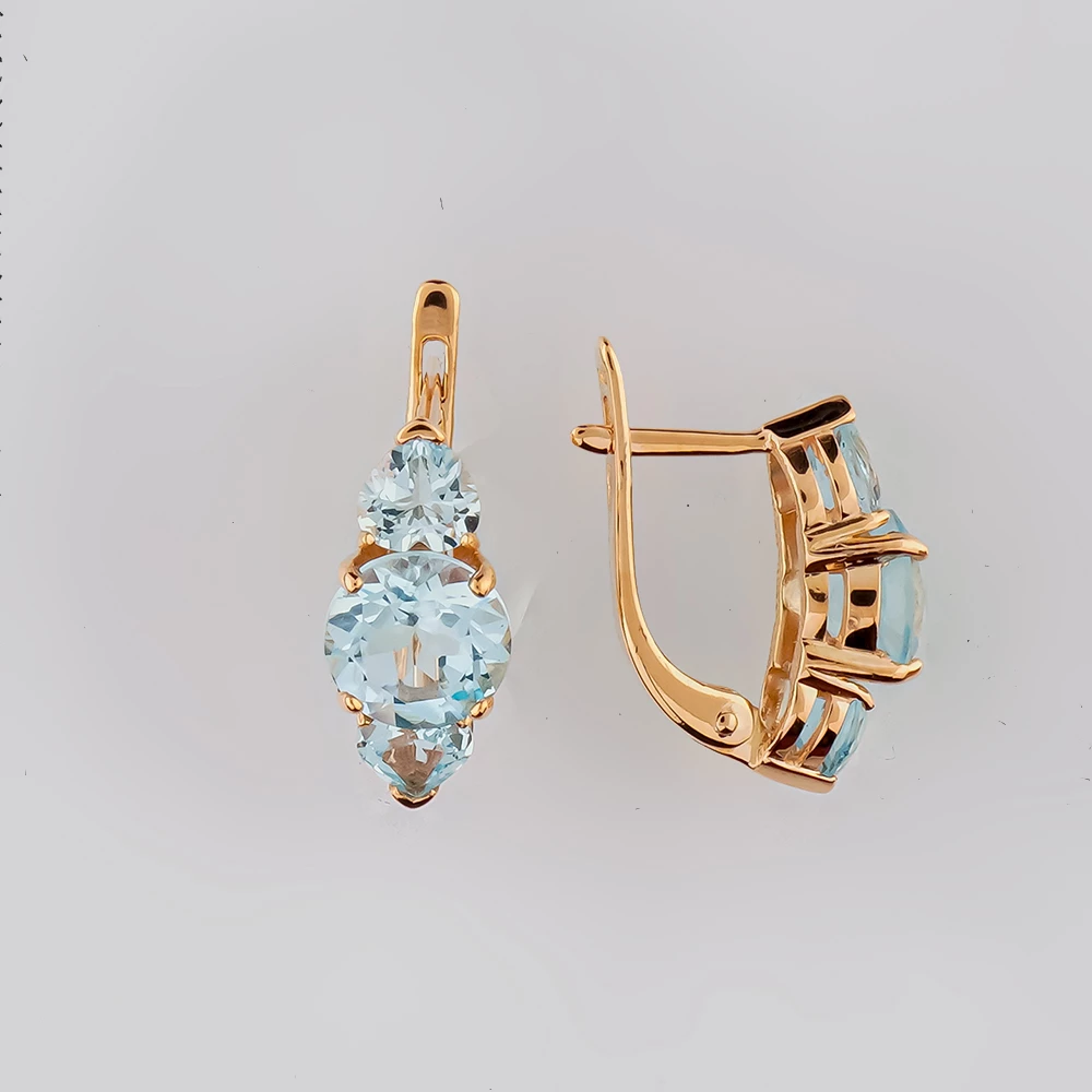 Серьги с топазом из красного золота 585 пробы