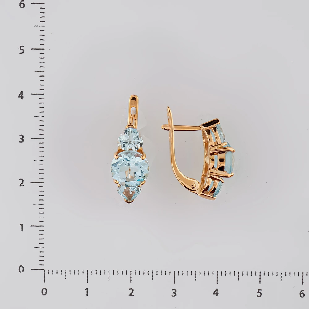 Серьги с топазом из красного золота 585 пробы