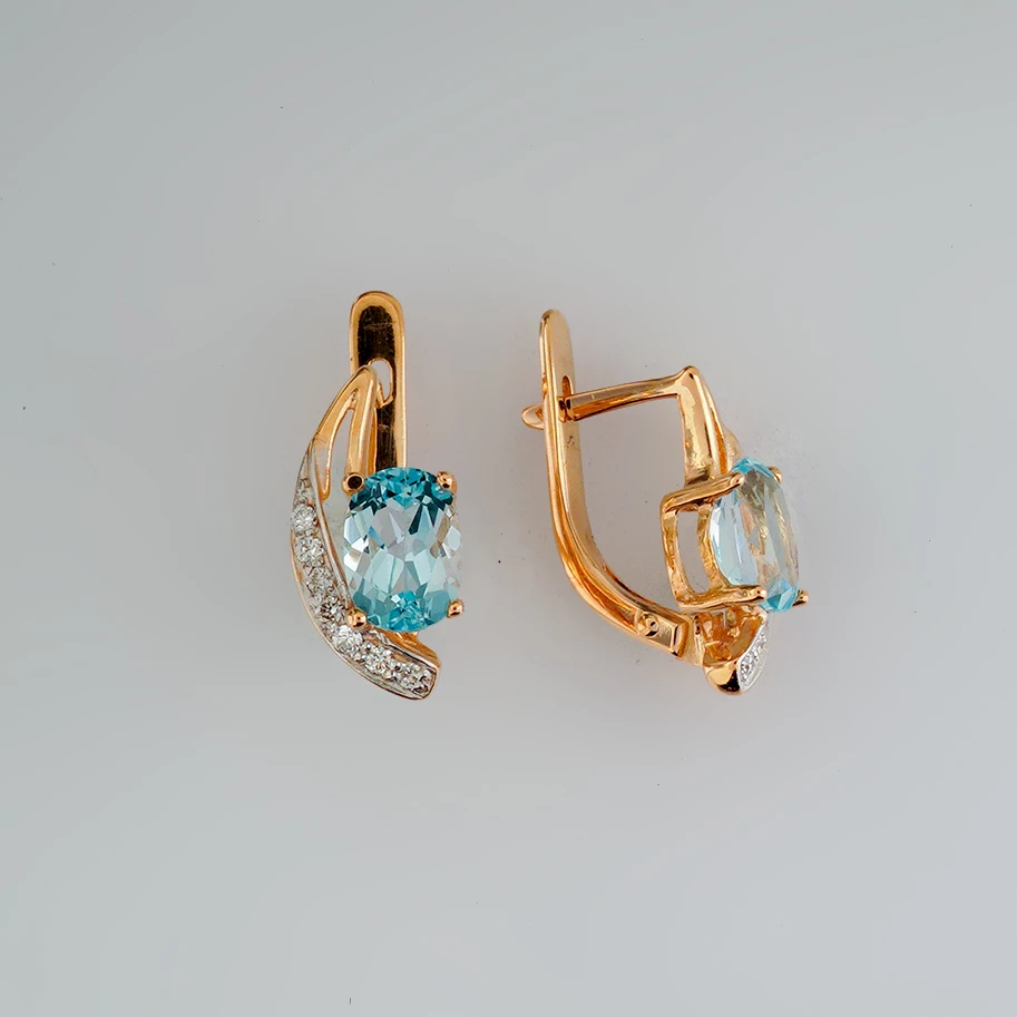 Серьги с топазом из красного золота 585 пробы