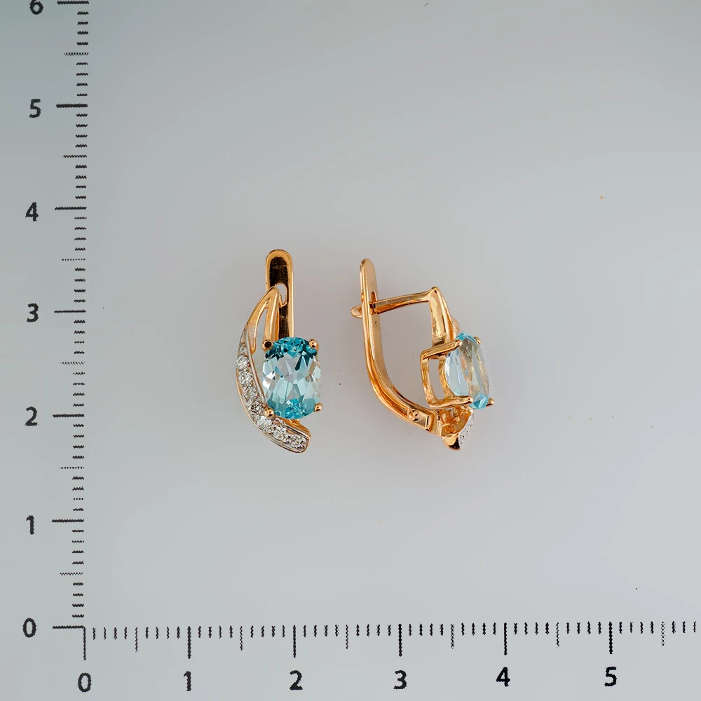 Серьги с топазом из красного золота 585 пробы