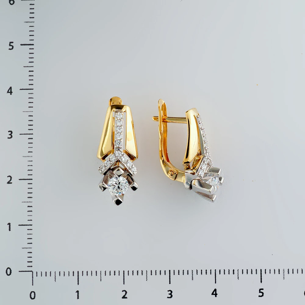 Серьги с фианитом из желтого золота 585 пробы