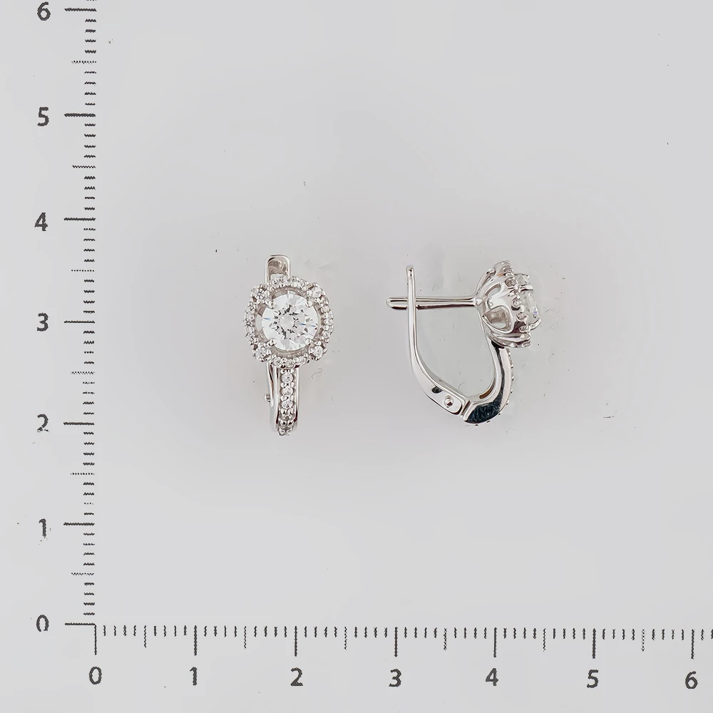Серьги с фианитом из белого золота 585 пробы