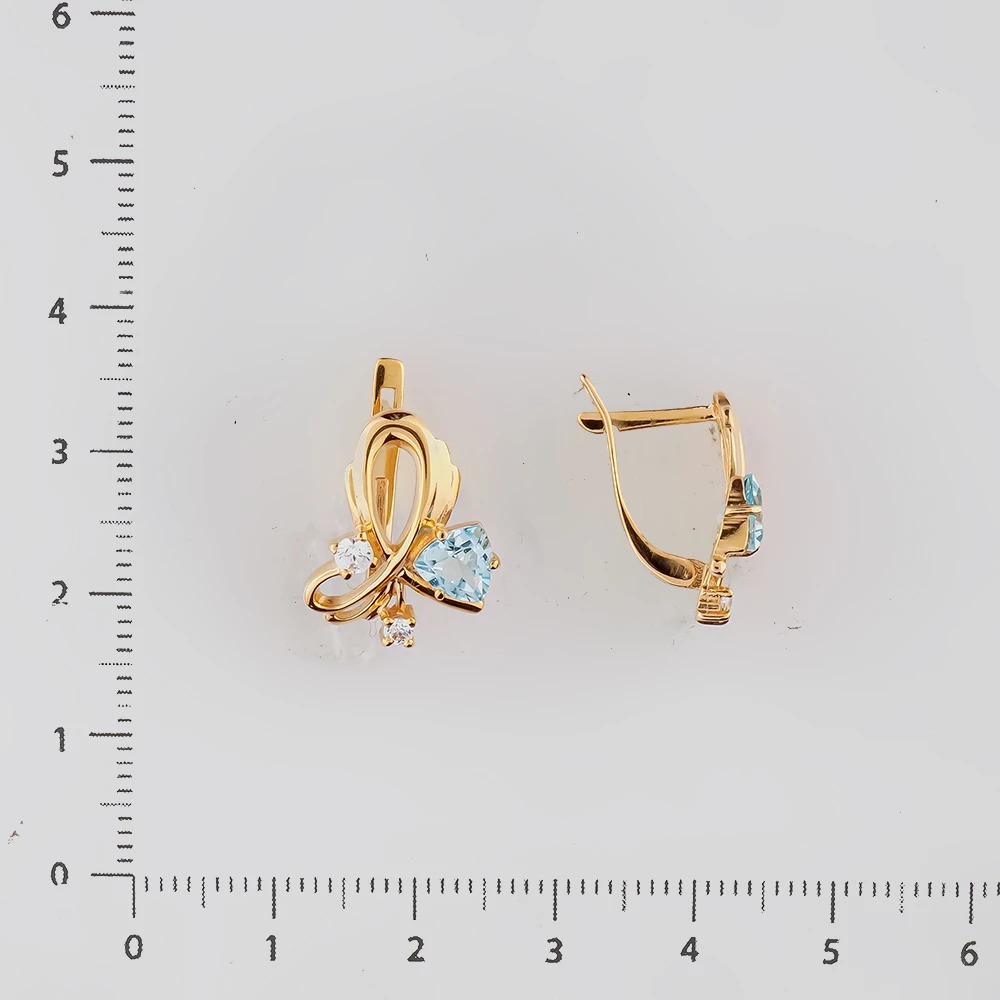 Серьги с топазом из красного золота 585 пробы