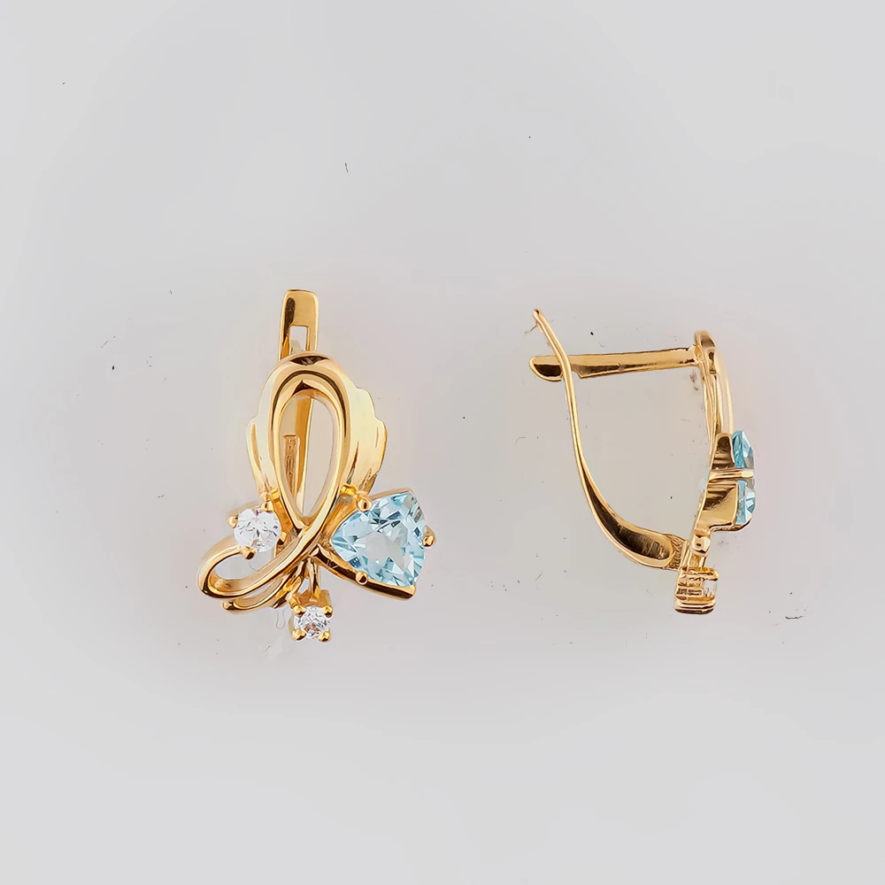 Серьги с топазом из красного золота 585 пробы