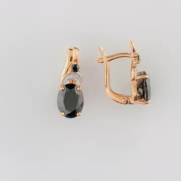 Серьги с ситаллом из красного золота 585 пробы