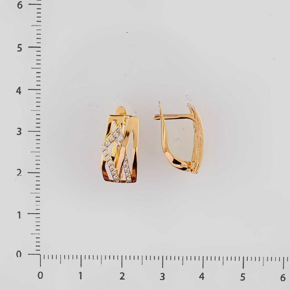 Серьги с фианитом из красного золота 585 пробы