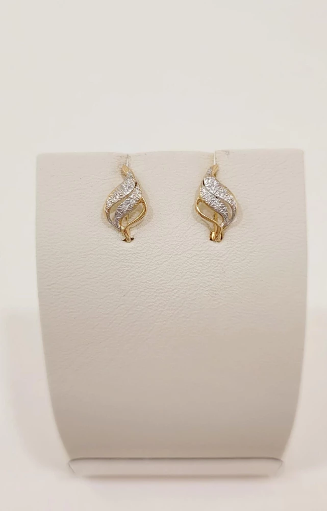 Серьги с фианитом из красного золота 585 пробы